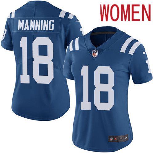 Women Indianapolis Colts #18 Peyton Manning Nike Royal Blue Rush Limited NFL Jersey
